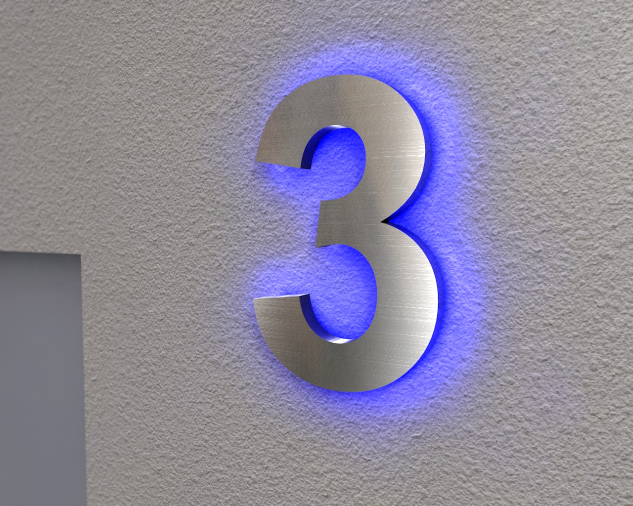 Artikelbild 4 des Artikels “Edelstahl-Hausnummer 3 mit LED-Ambilight  „Ambilight Number 3“ “