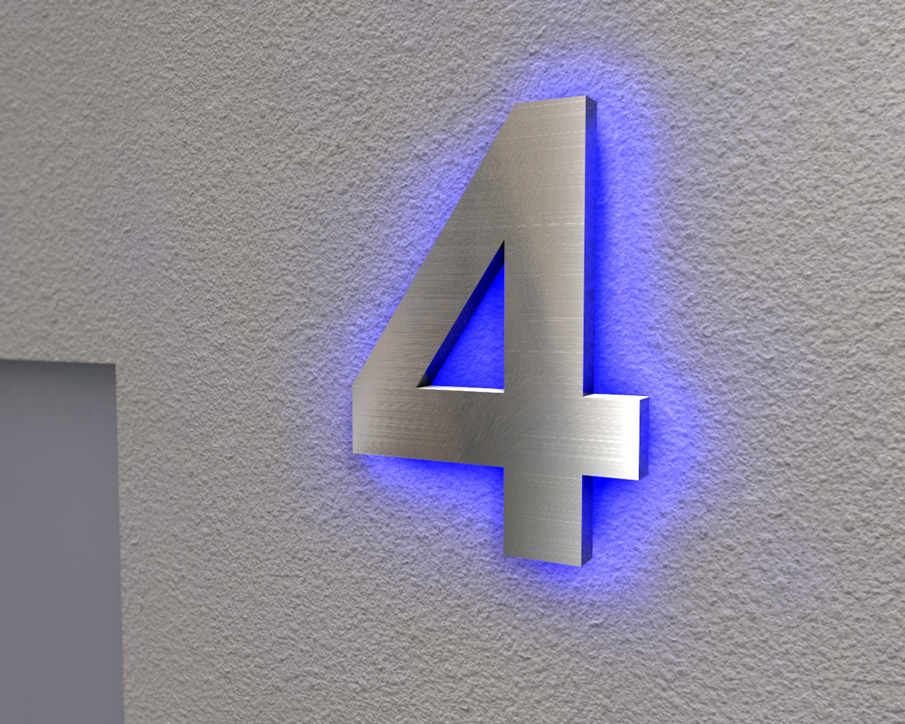 Artikelbild 4 des Artikels “Edelstahl-Hausnummer 4 mit LED-Ambilight  „Ambilight Number 4“ “