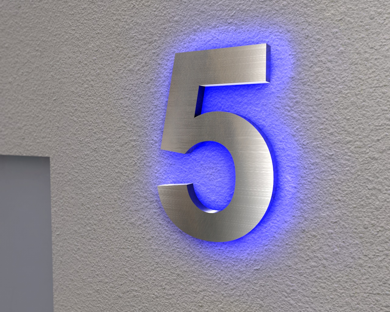 Artikelbild 4 des Artikels “Edelstahl-Hausnummer 5 mit LED-Ambilight  „Ambilight Number 5“ “