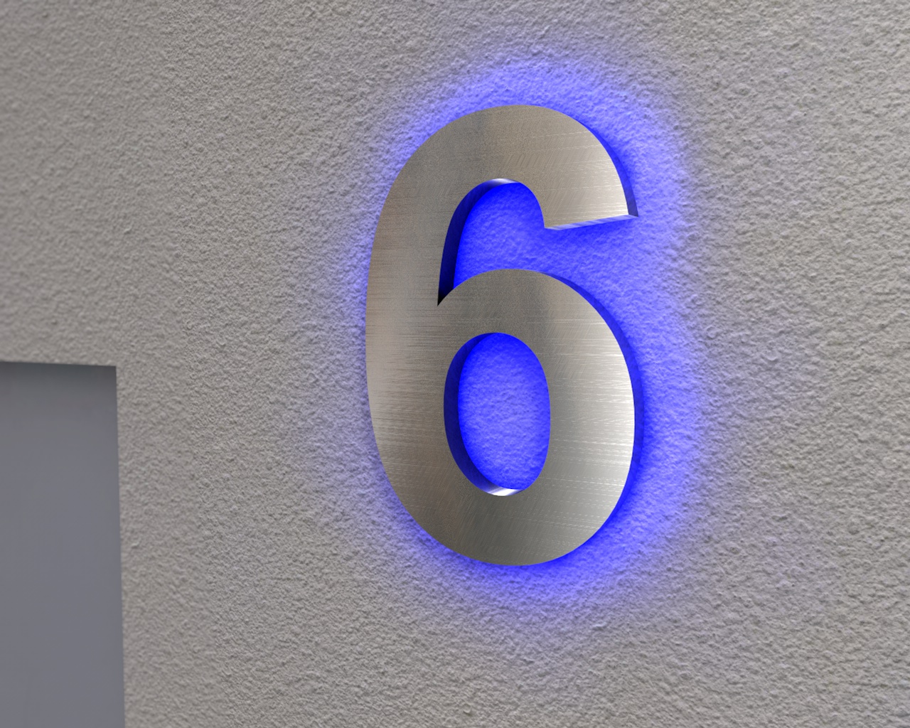 Artikelbild 4 des Artikels “Edelstahl-Hausnummer 6 mit LED-Ambilight  „Ambilight Number 6“ “