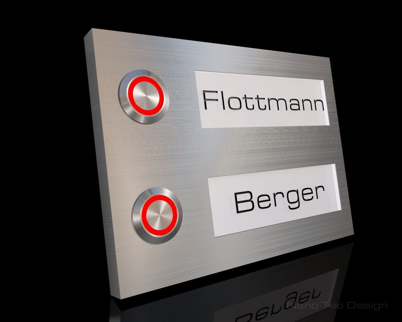 Artikelbild 4 des Artikels “2-Familien Design Edelstahlklingel mit LED-beleuchteten Gravurschildern (austauschbar) 