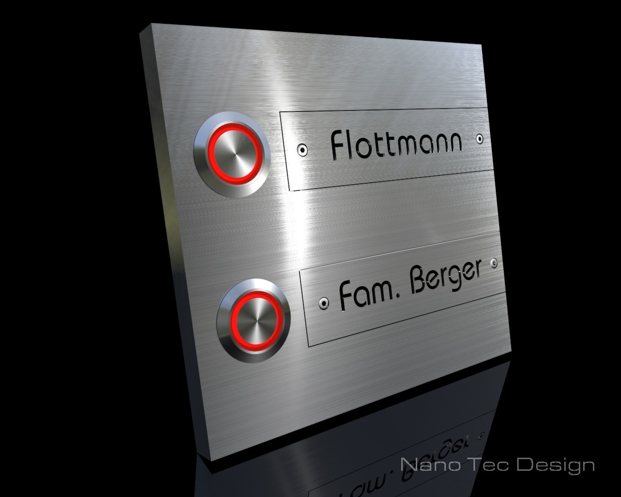 Artikelbild 4 des Artikels “2-Familien Design Edelstahlklingel mit austauschbaren Gravurschildern „T(w)o Switch“ “