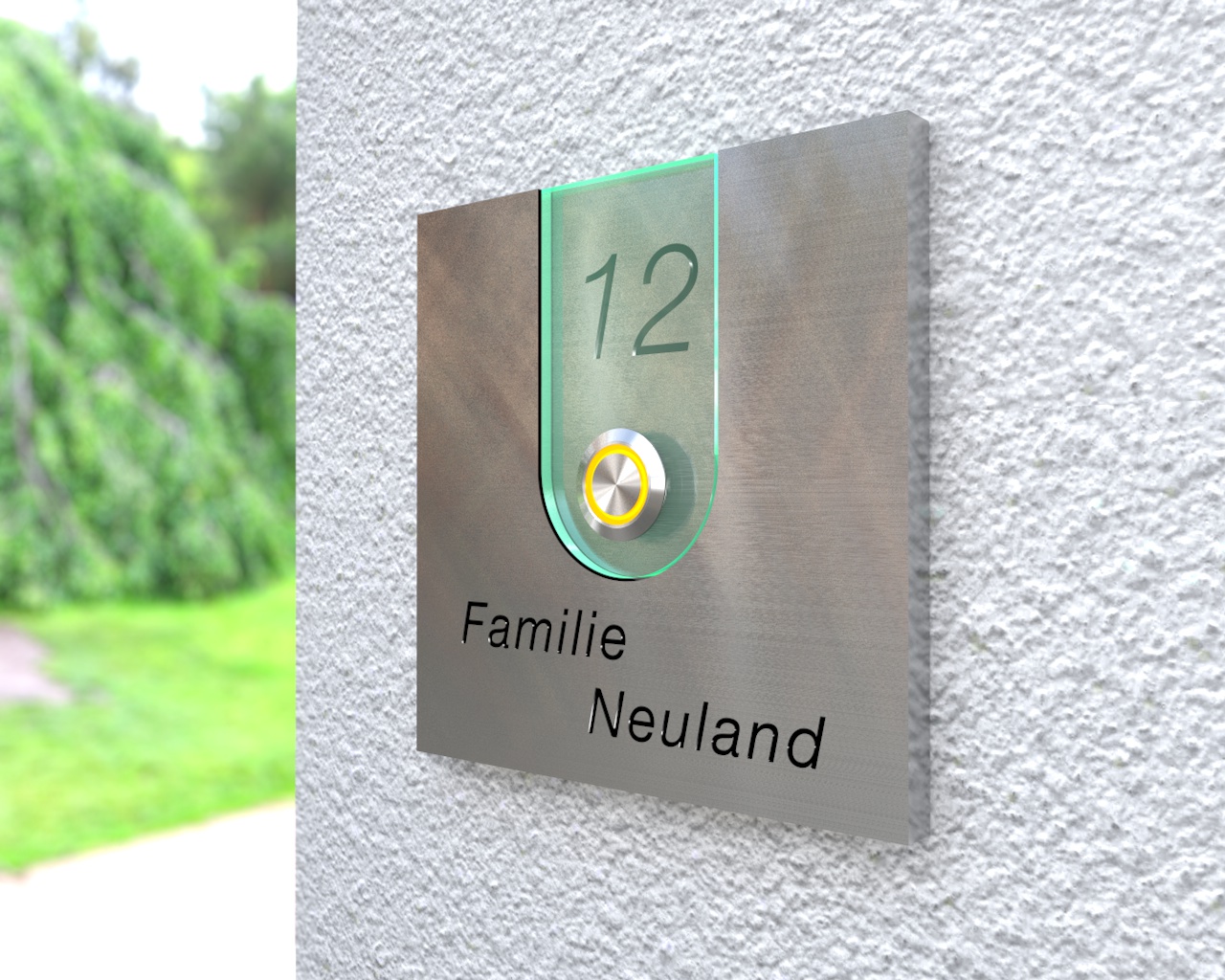 Artikelbild 4 des Artikels “Design Edelstahlklingel mit Acryl & Namen-u. Hausnummerngravur 