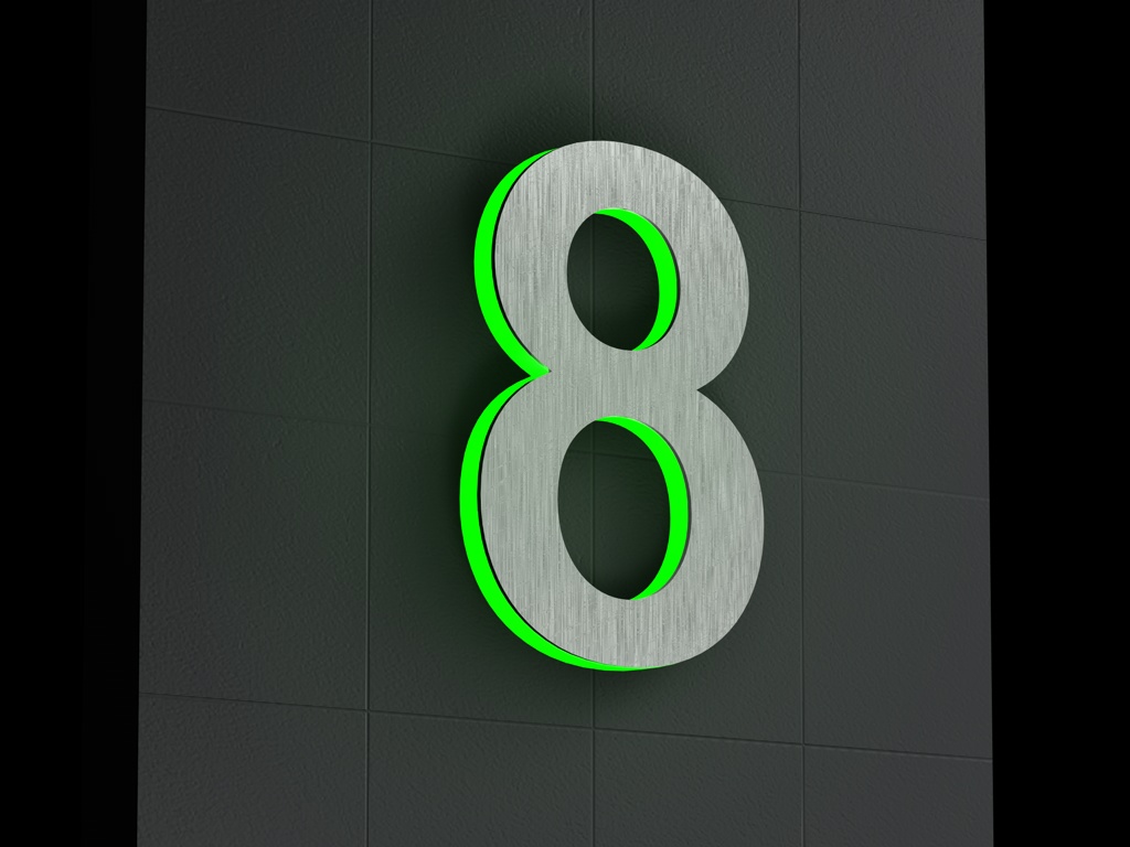 Artikelbild 5 des Artikels “LED-beleuchtete Edelstahl-Hausnummer 8 „LED-Numeral 8“ “