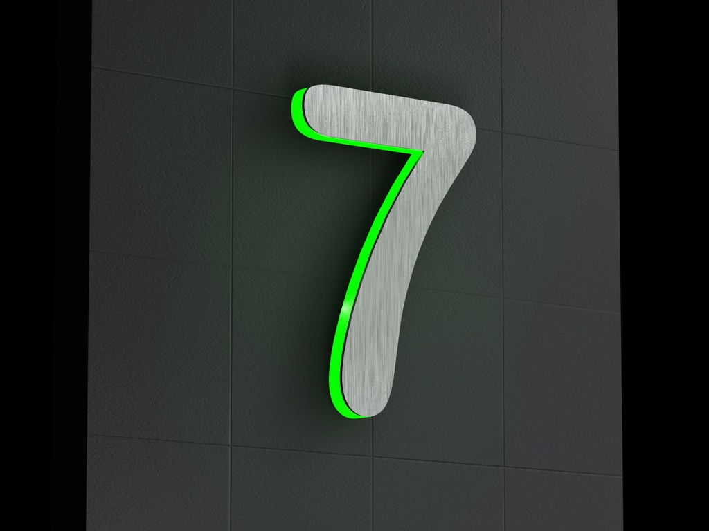 Artikelbild 5 des Artikels “LED-beleuchtete Edelstahl-Hausnummer 7 „LED-Numeral 7“ “