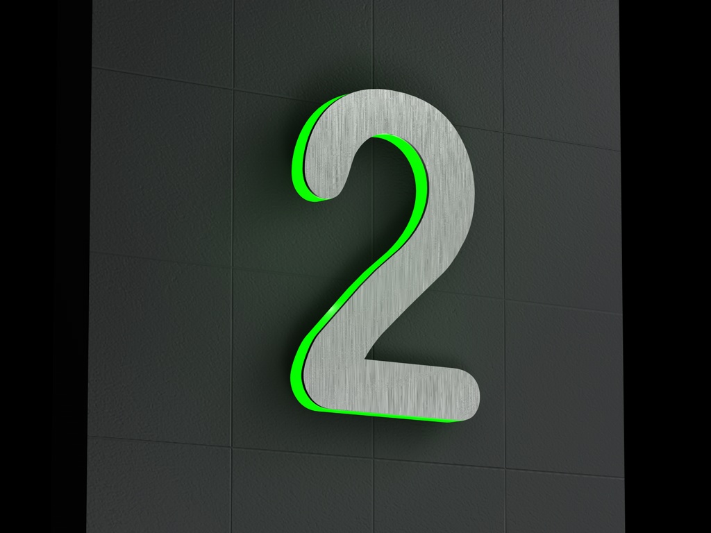 Artikelbild 5 des Artikels “LED-beleuchtete Edelstahl-Hausnummer 2 „LED-Numeral 2“ “