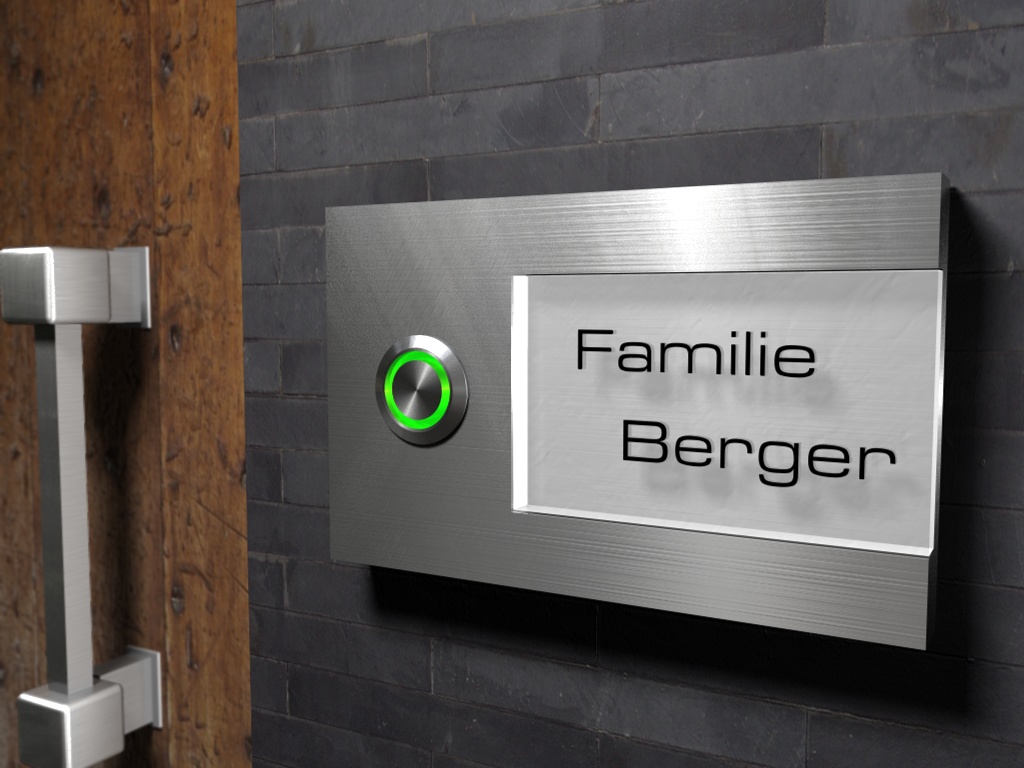 Artikelbild 5 des Artikels “Design Edelstahlklingel mit Led-Namesbeleuchtung (austauschbares Gravurschild) „Satin“ “
