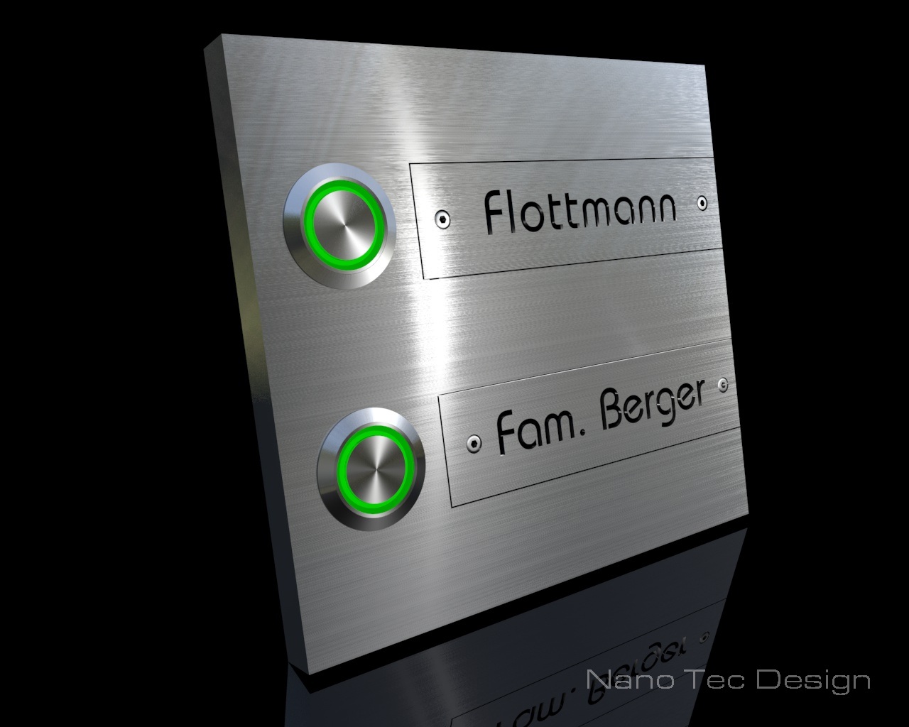 Artikelbild 5 des Artikels “2-Familien Design Edelstahlklingel mit austauschbaren Gravurschildern „T(w)o Switch“ “