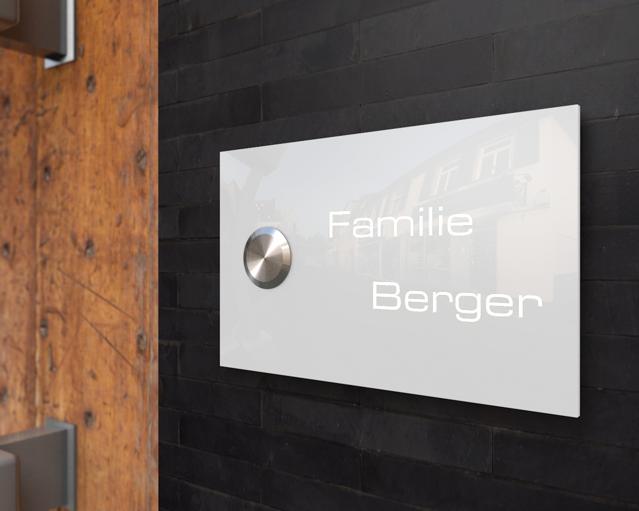 Artikelbild 6 des Artikels “Weiße Design Echtglasklingel mit LED-Namensbeleuchtung 