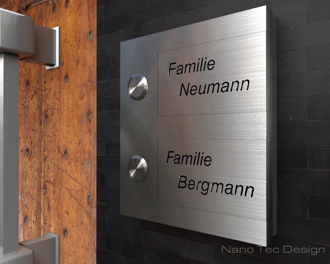 Artikelbild 6 des Artikels “2-Familien Design Edelstahlklingel mit austauschbaren Beschriftungsfeldern 