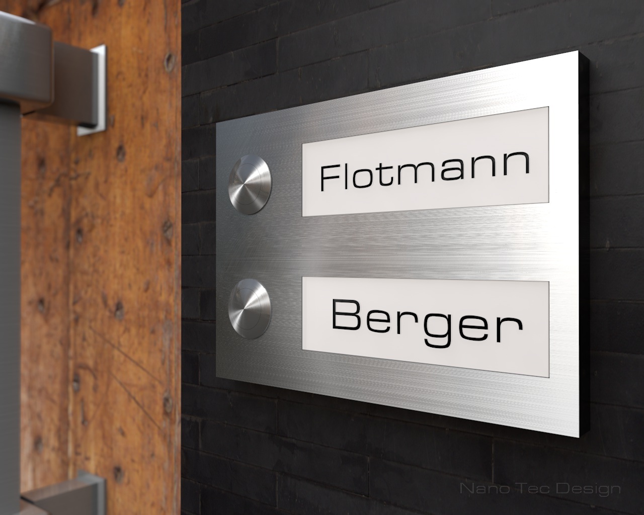 Artikelbild 7 des Artikels “2-Familien Design Edelstahlklingel mit LED-beleuchteten Gravurschildern (austauschbar) 