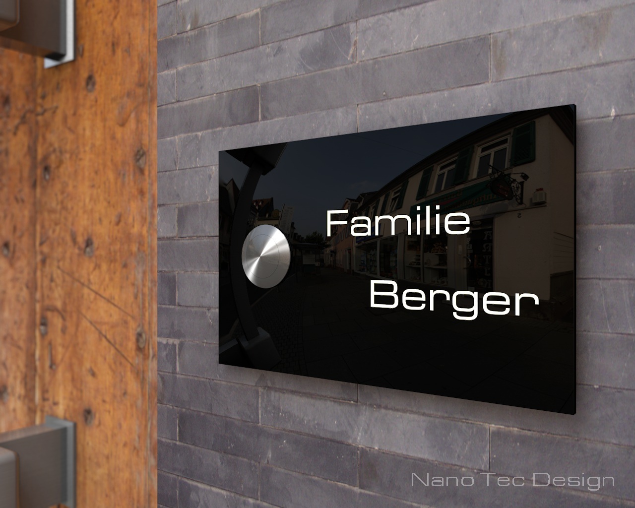 Artikelbild 7 des Artikels “Schwarze Design Echtglasklingel mit LED-Namensbeleuchtung 