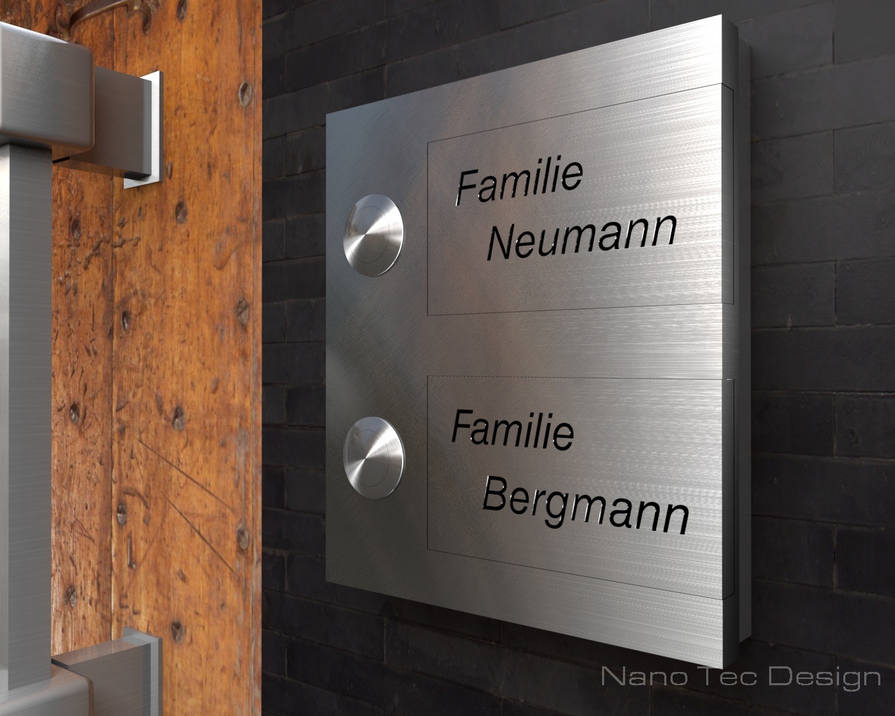 Artikelbild 7 des Artikels “2-Familien Design Edelstahlklingel mit austauschbaren Beschriftungsfeldern 