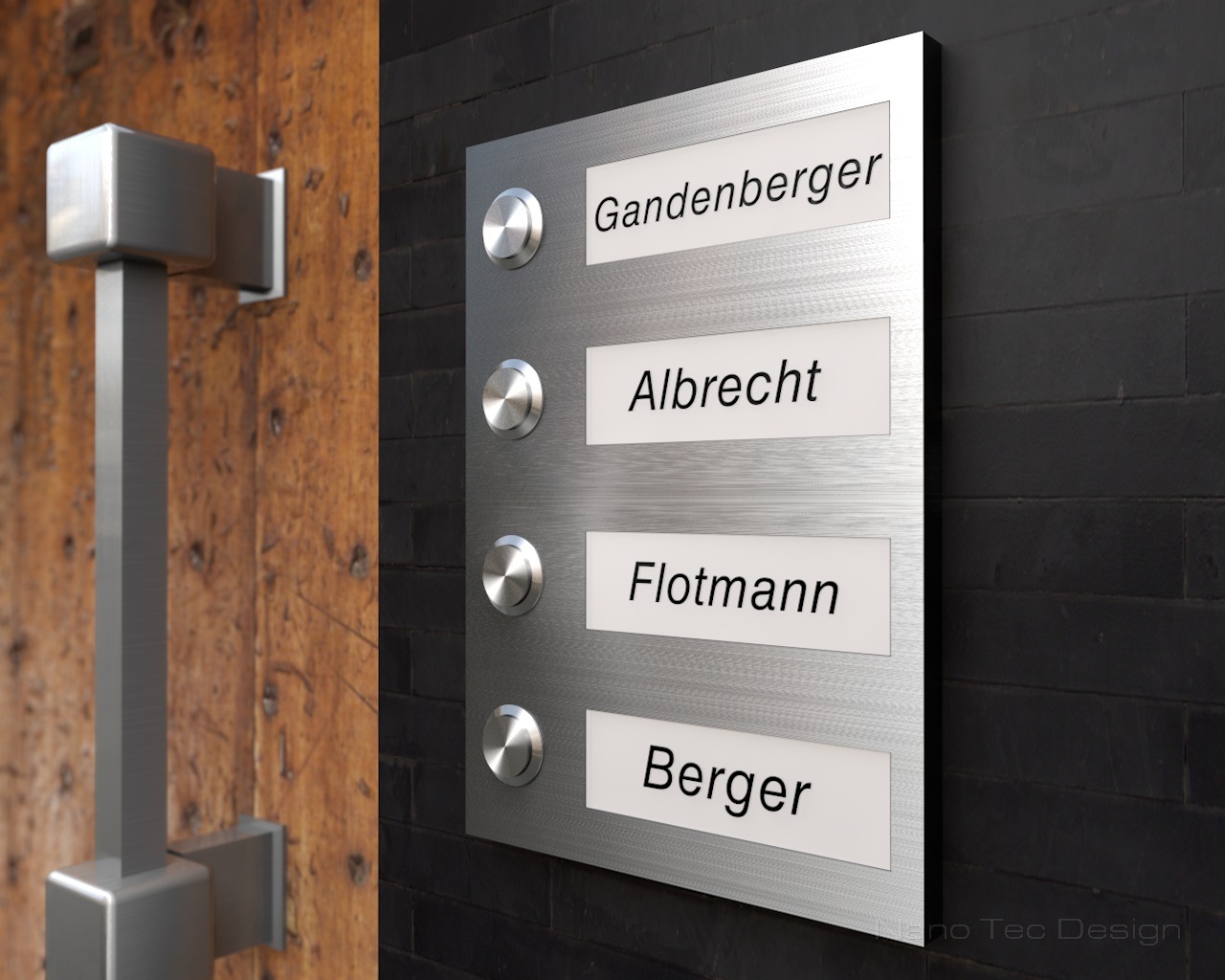 Artikelbild 8 des Artikels “4-Familien Design Edelstahlklingel mit LED-beleuchteten Gravurschildern (austauschbar) 
