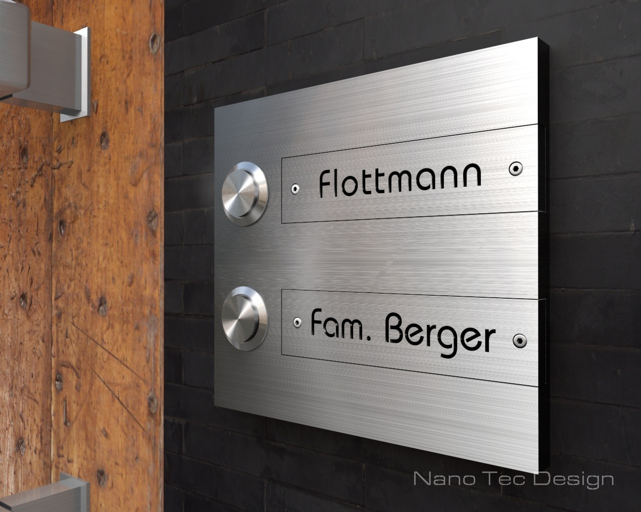 Artikelbild 8 des Artikels “2-Familien Design Edelstahlklingel mit austauschbaren Gravurschildern „T(w)o Switch“ “