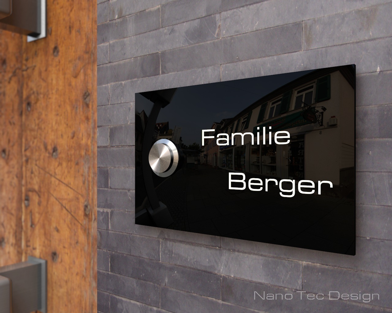 Artikelbild 8 des Artikels “Schwarze Design Echtglasklingel mit LED-Namensbeleuchtung 