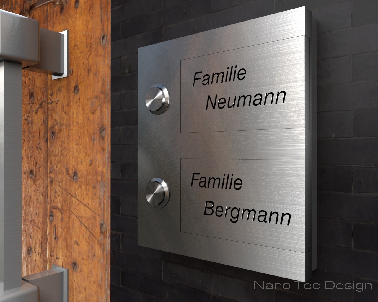 Artikelbild 8 des Artikels “2-Familien Design Edelstahlklingel mit austauschbaren Beschriftungsfeldern 