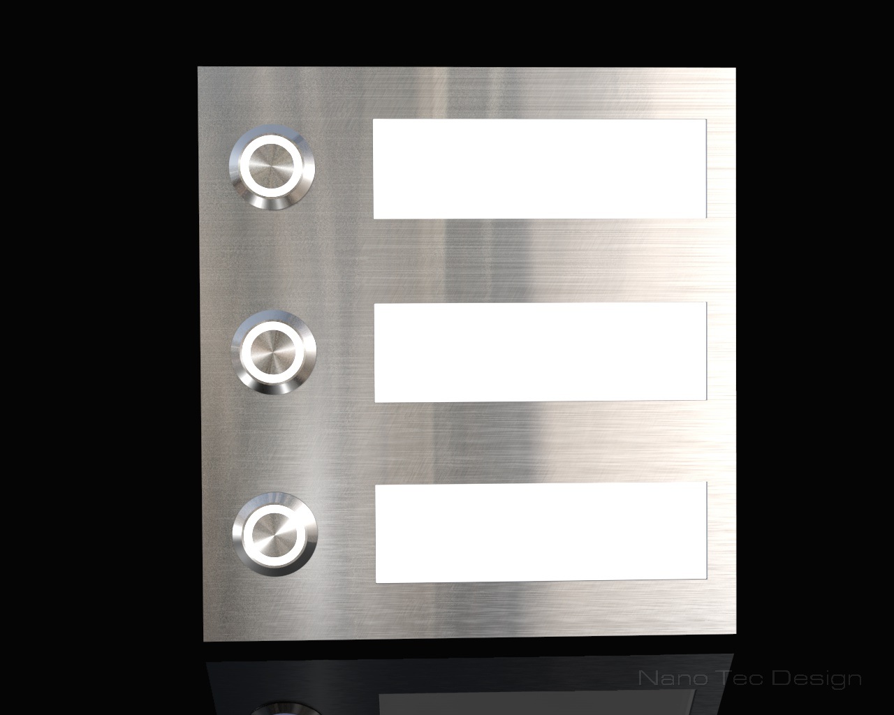 Artikelbild 9 des Artikels “3-Familien Design Edelstahlklingel mit LED-beleuchteten Gravurschildern (austauschbar) „Th(re)e Spark“ “